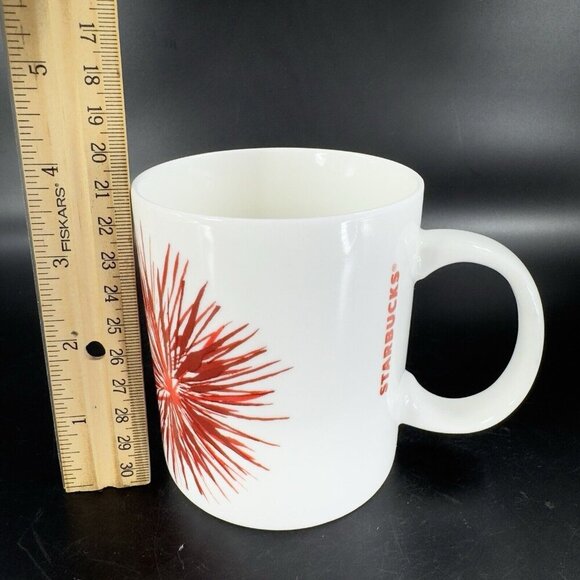 Starbucks Red Flower Starburst on White Mug 2014 Coffee Mug Cup Ceramic 12oz - Picture 4 of 14